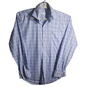 Peter Millar Mens‎ Blue Plaid Button Down Shirt Long Sleeve Casual Dress M